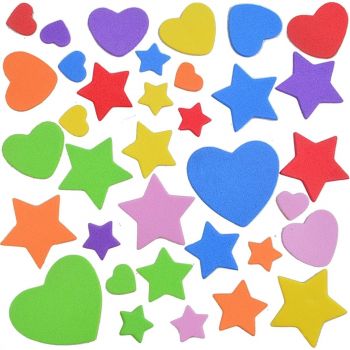 Набор "Звезды и Сердца" из фоамирана EVA (ЭВА), 50 шт.